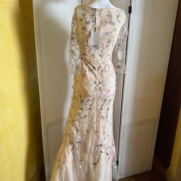 Too Tang Embroidered Maxi Gown – Apricot w/Birds & Floral Detailing -NWT, Size S - Picture 2 of 12